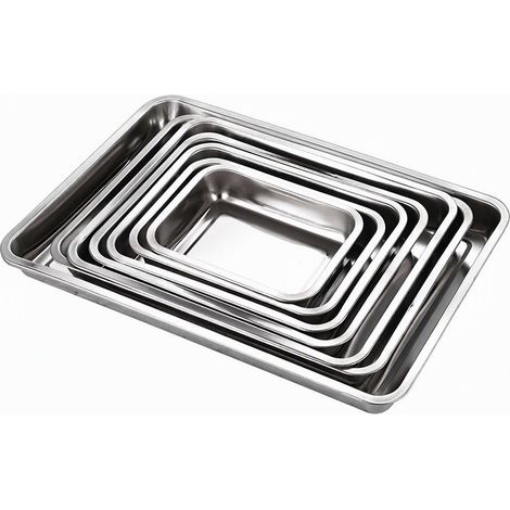Plateau en inox 304 qualité alimentaire, 1,2 mm, 60 x 40 x 4,8 cm