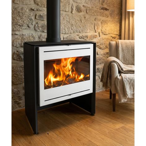 Estufa de leña Muspel Borr 11 kW de acero y hierro fundido Doble combustión, cristal limpio y alta eficiencia (1/5)