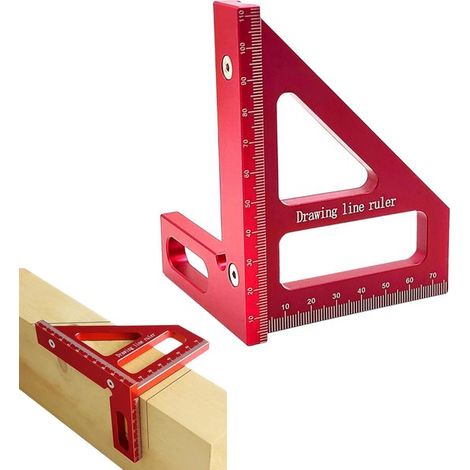 Goniometro Dailygoody per la lavorazione del legno, righello triangolare multiangolo, strumento di misurazione di precisione, rosso, per ingegneri e carpentieri (1/5)