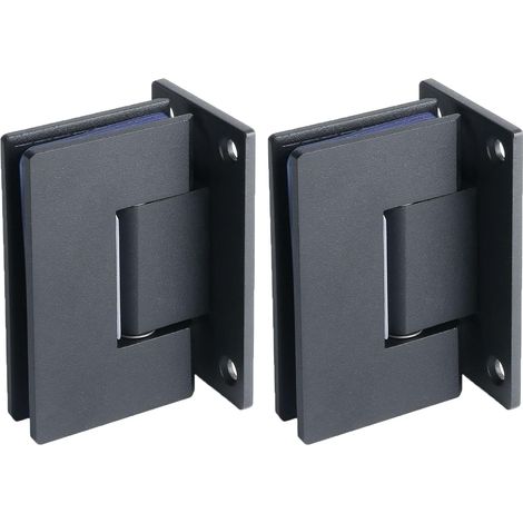 Bisagras para puertas de ducha de cristal, bisagras de 90 grados para puertas de ducha de cristal, acero inoxidable de alta resistencia, color negro (paquete de 2)