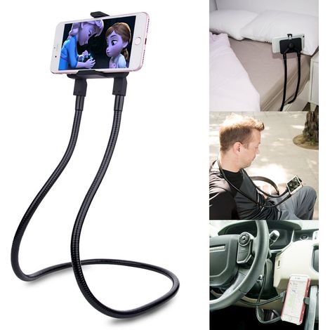 Soporte para teléfono, brazo flexible tipo cuello de cisne, abrazadera giratoria de 360°, fijación magnética, para uso en la oficina, la cama y los viajes. (1/5)