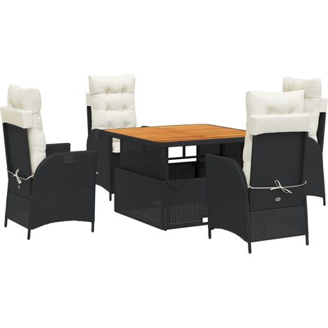 Maison Exclusive - 5-tlg. Garten-Essgruppe mit Kissen Schwarz Pol