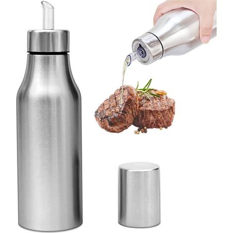Lattina d'olio in acciaio inox, lattina d'olio da cucina, serbatoio per olio d'oliva, contenitore antipolvere, dispenser di olio d'oliva per barbecue - Fei Yu (1/5)