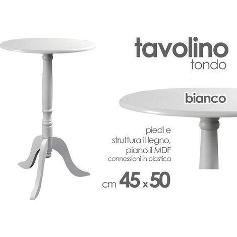 Tavolo Tavolino 50x45cm Legno Bianco Modern Classic Shabby Chic 689307 (1/2)