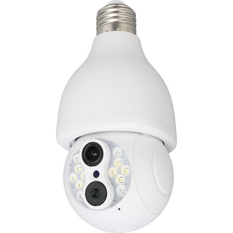 Caméra de sécurité à ampoule 1080p, double objectif HD, vision nocturne, interphone bidirectionnel, caméra de surveillance WiFi, AC110-240V (1/5)