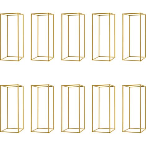 Ensemble de supports de fleurs de mariage, 10 pièces, 23.62 pouces de hauteur, support de colonne en métal doré, accessoire de décoration de fête de mariage, présentoir de ballons, Pilier de Vase à fl (1/5)