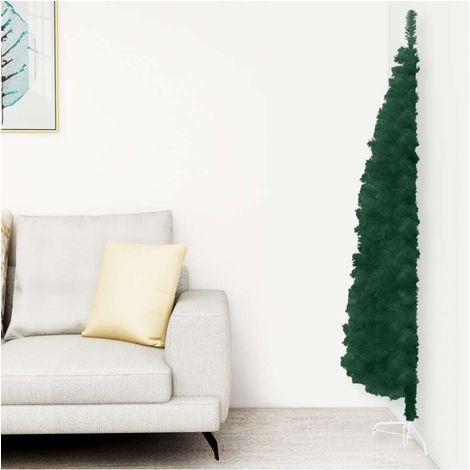 Albero Natale Artificiale Sottile a Metà Supporto Verde 120 cm