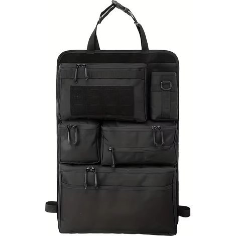 Organisateur de bagages , sac de rangement tactique pour siège arrière, sac de rangement suspendu pour le voyage (noir) (1/5)