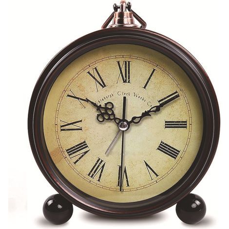 Réveil analogique rétro sans tic-tac : horloge de chevet, horloge de table vintage, silencieuse, petite horloge de table à piles, horloge de table analogique vintage pour chambre à coucher (1/5)