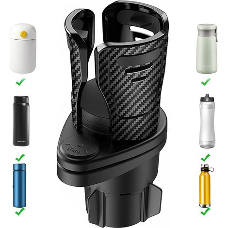 Porte-gobelet de voiture portable 2 en 1 avec base rotative à 360 degrés, porte-gobelet multifonctionnel pour voiture, extension stable (1/5)