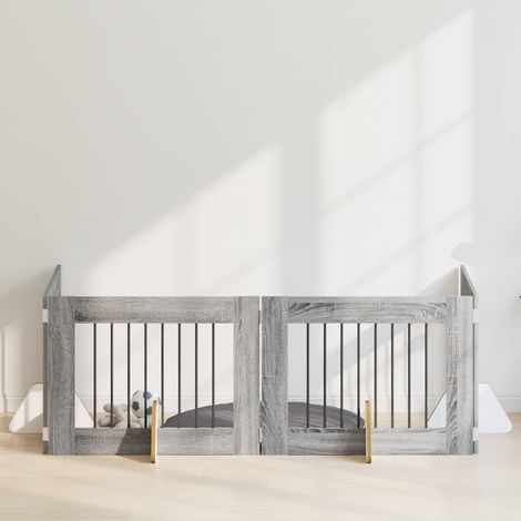 vidaXL Cancello per cani con supporti 4 pcs Grigio Sonoma 80 x 60