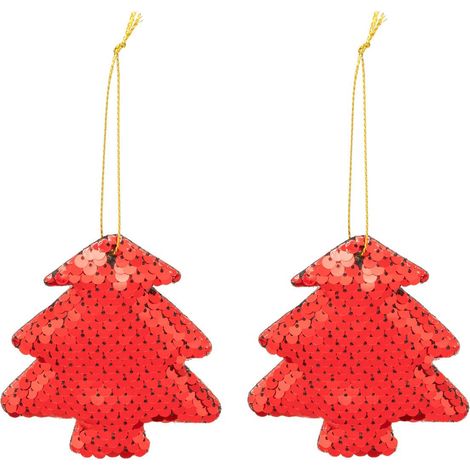 Set di 2 abeti con paillettes h.7cm rosso - Feeric lights & christmas (1/3)