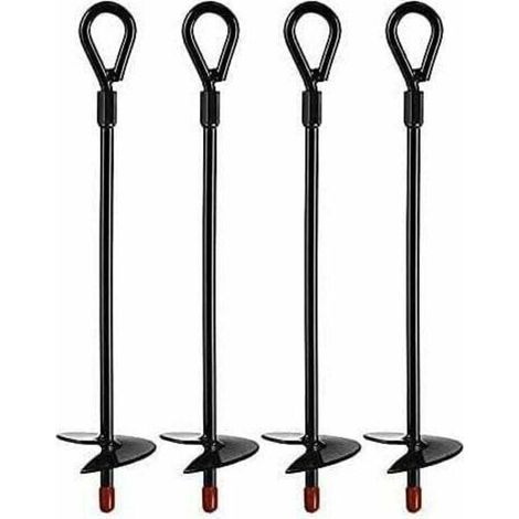 Anclajes de suelo, anclajes de suelo de alta resistencia para barrenas de 5 pulgadas, juegos de anclajes de suelo para tiendas de campaña, toldos, refugios, trampolines y columpios (4 piezas) (1/4)