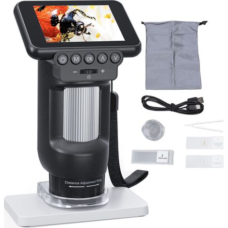 Microscope numérique 8 LED écran 2,8in main – Loupe caméra USB vision PC vidéo 1080P anti-secousse, observation (1/5)