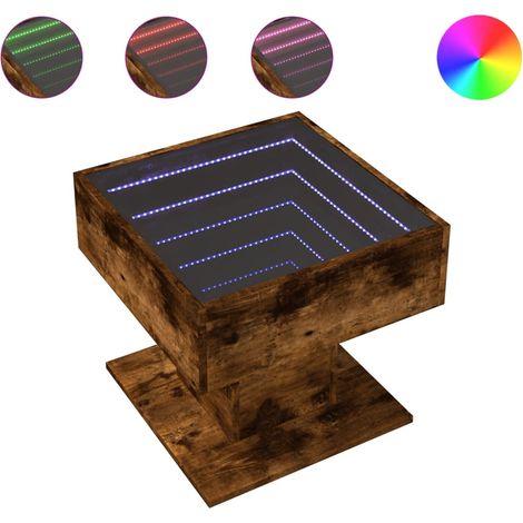 Maison Exclusive - LED-Couchtisch Räuchereiche 50x50x45 cm Holzwe