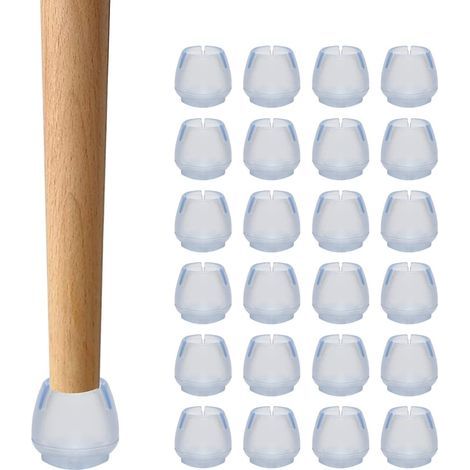 24Pcs Embout de Chaise,Protection Pied de Chaise, Bouchon Pied de Chaise, Bouchon Rond de Pied de Chaise, Eviter Les Bruits de Rayures, pour Aux Tables, Chaises, Canapés et Autres Meubles(12-16 mm) (1/5)