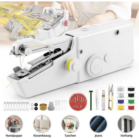 Handnähmaschine, Nähmaschine Elektrische Mini Handnähmaschine für Anfänger und Erwachsene, schnelles Nähen Stitch , tragbare Nähmaschine mit Nähartikeln für Zuhause, Reisen, Heimwerken