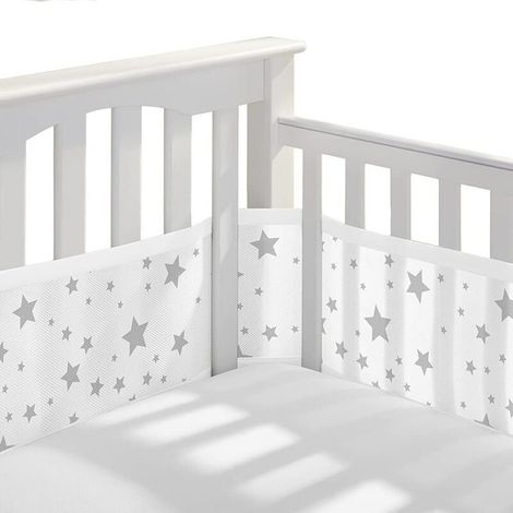 Tours de Lit en Maille Respirant 4 Ctés Anti-Collision pour Lit Bébé - Blanc etoile (1/5)