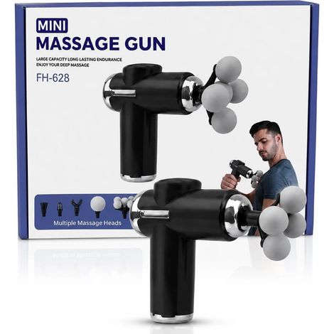 TrAdE Shop Traesio - Mini Pistola Massaggiante Ricaricabile Multitestina Portatile A Percussione Fh-628 - (1/5)