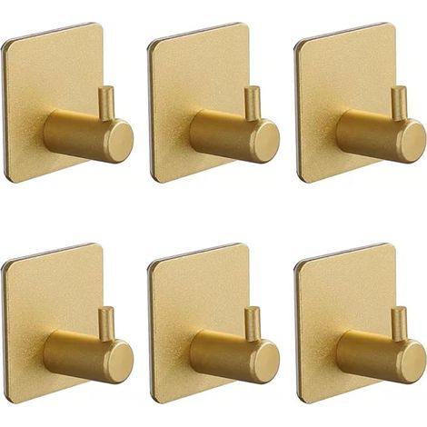 Lot de 6 Porte - Serviettes en Aluminium Sans Perçage Autocollants Spatial Doré, pour Salle de Bain et Chambre à Coucher (1/5)