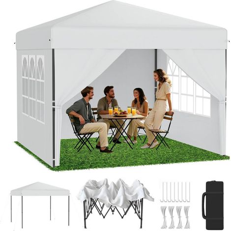 Pop-Up Pavillon 3x3m mit One-Touch Lift, 3-fach höhenverstellbar, inkl. Seitenwände (1/5)