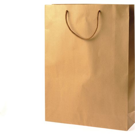 Busta sacchetto regalo in carta naturale con manici in corda. Nella misura maxi è una pratica soluzione, set da 20 pezzi, cm 31,5 x 9,5 x 42 H
