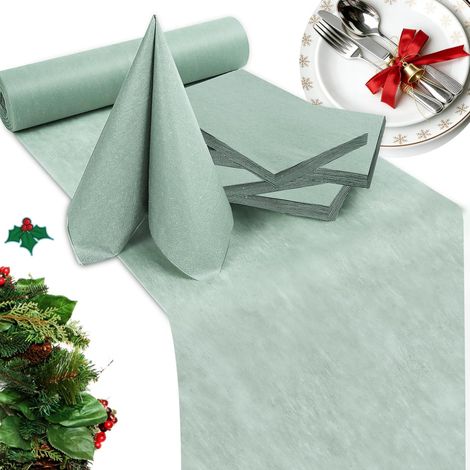 Runner Tavolo Tovaglioli Set Feste 25 m x 30 cm Verde (1/5)