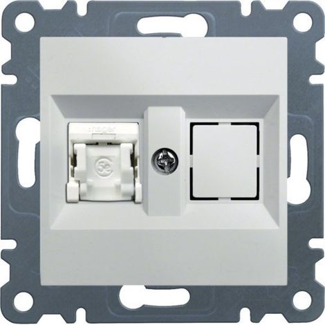 Prise murale simple Lumina RJ45 cat. 6 UTP blanche WL2150