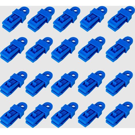 Set mit 20 verstellbaren Zeltplanenclips, robust und vielseitig, für Markisen, Zelte, Pavillons und Camping, blau (1/5)