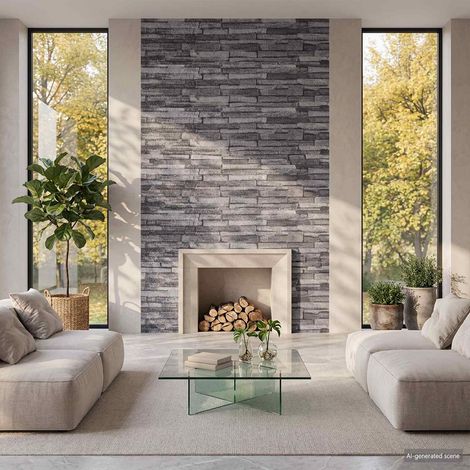 vidaXL Panneaux muraux 10 pc 100 x 25 cm Anthracite Mousse EPS (1/5)