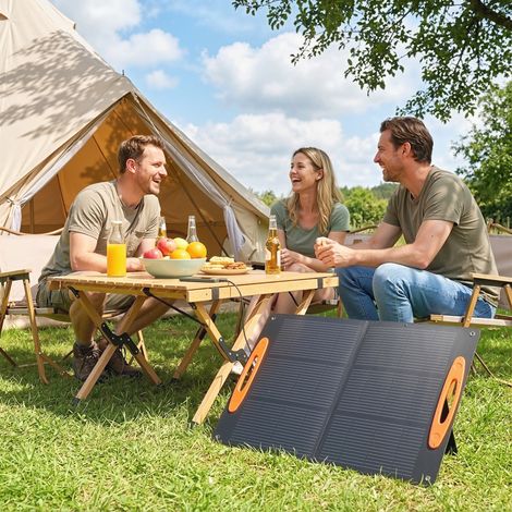 Chargeur solaire pliable Noir 100 W connexion USB A C charge rapide IP67 (1/4)