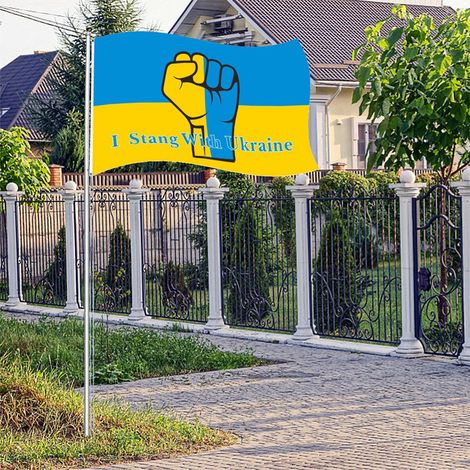 Drapeau ukrainien 90 x 150 cm, couleurs vives, en polyester, pour la décoration intérieure et extérieure. (1/5)