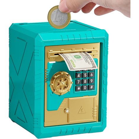 Banque d'argent électronique, boîte d'économie d'argent avec Mot de Passe - Banque de pièces ATM,Tirelires sécurisées, Verrouillage par Mot de Passe, boîte d'économie de pièces de Monnaie ATM, Jouets (1/4)