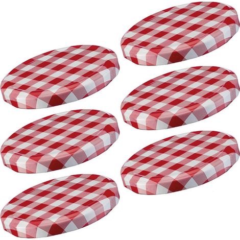 Westmark 6 Tappi a vite per barattoli di vetro, Rotondo, ø 63 mm, Latta, Rosso/Bianco, Karriert, 40972270 (1/5)