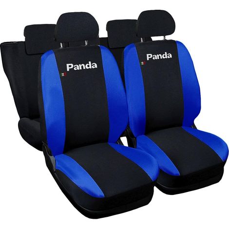 Lupex shop - Coprisedili Auto Compatibili per Panda 2a e 3a serie, Made In Italy, anteriori, e posteriori 60/40, tessuto poliestere - Nero/Blu royal