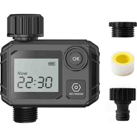 Programmable Irrigation Controller - LCD Display - IP65 Waterproof - 1s To 99min Watering Duration - 1h To 15 Days Interval - For Garden Faucet 3/4 Inch - 2x AA Batteries (1/5)