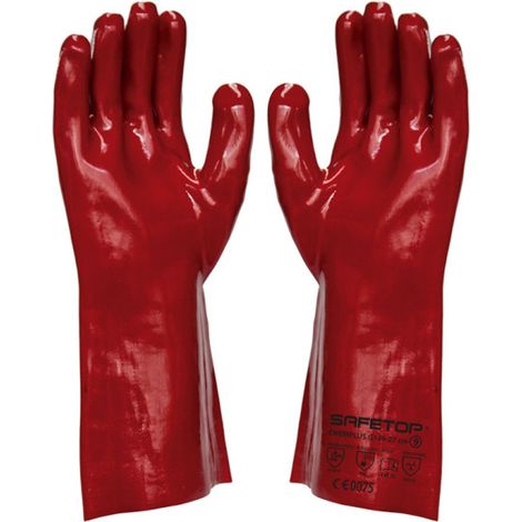Guante PVC para quimicos, largo 35 cm Chemplus SAFETOP (12 pares) 10