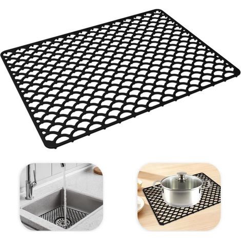 Tapis Évier Cuisine 42x31cm – Tapis de Protection en Silicone (1/5)
