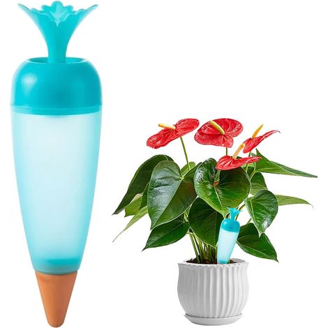 Pot de fleurs à arrosage automatique en forme de carotte- dispositif d'arrosage automatique- convient aux plantes d'intérieur et d'extérieur- bleu. (1/5)
