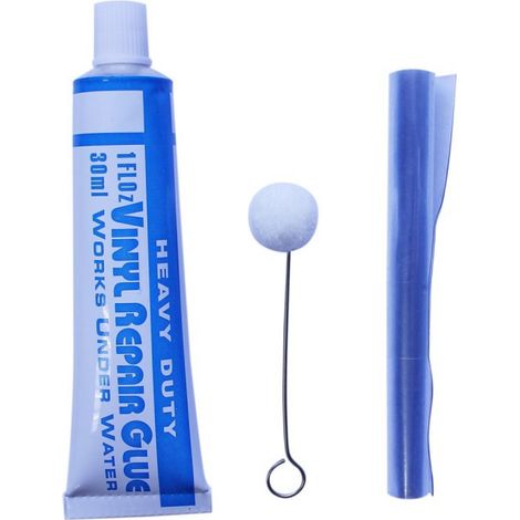 Linxor – Kit de réparation liner de piscine 30 ml avec applicateur – 2 rustines transparentes 9.5 x 19.5 cm – Colle spéciale pour réparations étanches