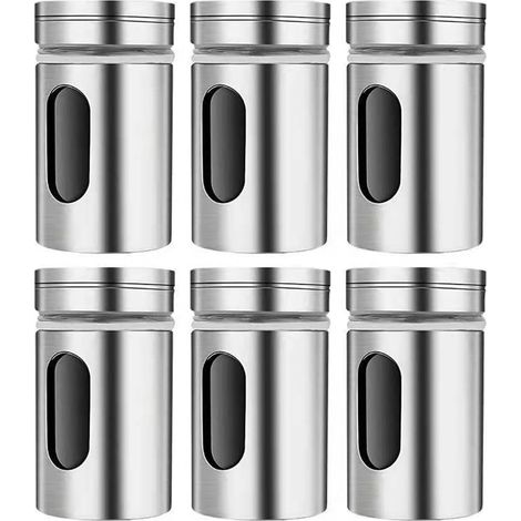 Pots à épices 6 pièces avec couvercles pivotants, bouteilles à épices en acier inoxydable, ensemble de pots à épices (1/5)