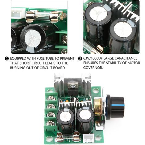 Drehzahlregelmodul mit stufenloser Steuerung für Gleichstrommotoren (PWM), Pumpen, 12–40 V, 10 A, hoher Wirkungsgrad (1/5)