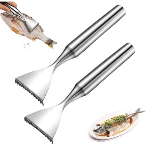 Multifunktionale Fischschuppen aus scharfem Edelstahl, Reinigungs- und Schabewerkzeug für Haushalt, Märkte und Restaurants (silber/2 Stück)