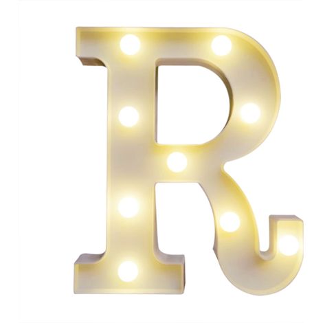 Veilleuse LED alphabet avec ampoules, lumière blanche chaude constante, IP54, 2 piles AA (blanc) (1/5)