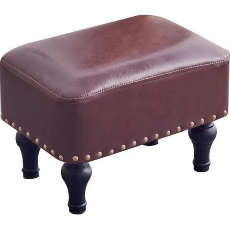 Tabouret de Style Moderne - Repose Pieds en Cuir Marron foncé - Repose Pieds pour Salon, Chambre, Entrée und Dortoir (1/3)