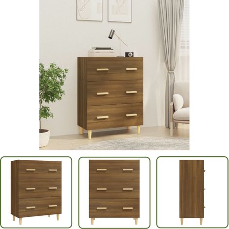 The Living Store Sideboard Braun Eichen-Optik 70x34x90 cm Holzwerkstoff - Schreibtisch - Wohnzimmermöbel - Sideboard - Eiche Optik - Holzmöbel (1/5)