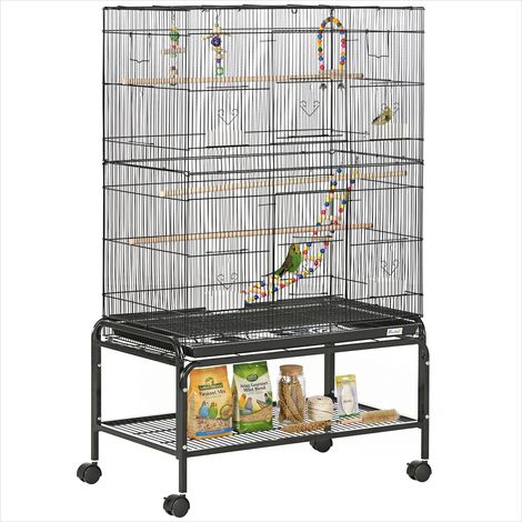 SunJet Cage pour oiseaux, volière, Cage à oiseaux noire en métal - Réf. D91SJC3ROXOY (1/5)
