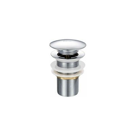 Desagüe automático para lavabo sin rebosadero, de latón cromado, G 1 1/4, equipado con un sistema de apertura y cierre mediante botón pulsador. (1/4)