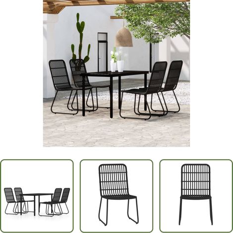 vidaXL Meubles extérieurs - Ensemble à manger de jardin 5 pcs Noir (1/5)