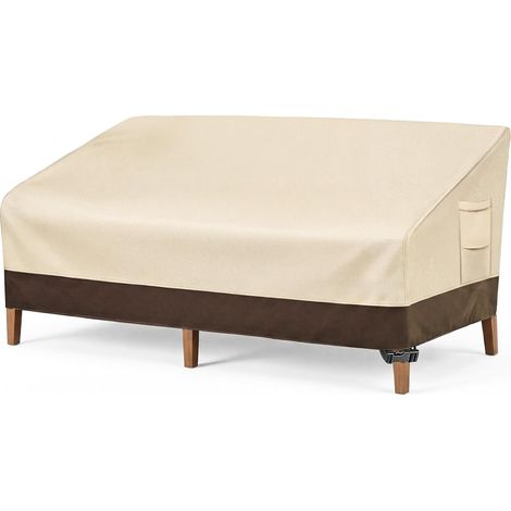 Vailge Strapazierfähige Schutzhülle für Gartenmöbel, 100 % wasserdicht, 3-Sitzer-Gartenmöbelabdeckung mit Belüftungsöffnung und Griff, 200 cm B x 94 cm T x 89 cm H, Beige & Braun (1/5)
